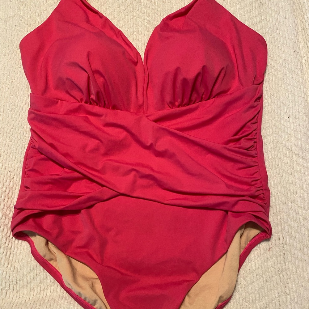 Swimsuits For All Pink and Cream Swimsuit